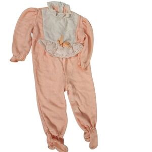 Bull Frog Baby Girls Footed‎ Pajamas Sleepsuit Romper Peach 6 9 Months